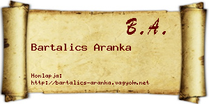 Bartalics Aranka névjegykártya