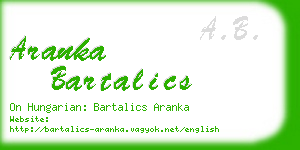aranka bartalics business card